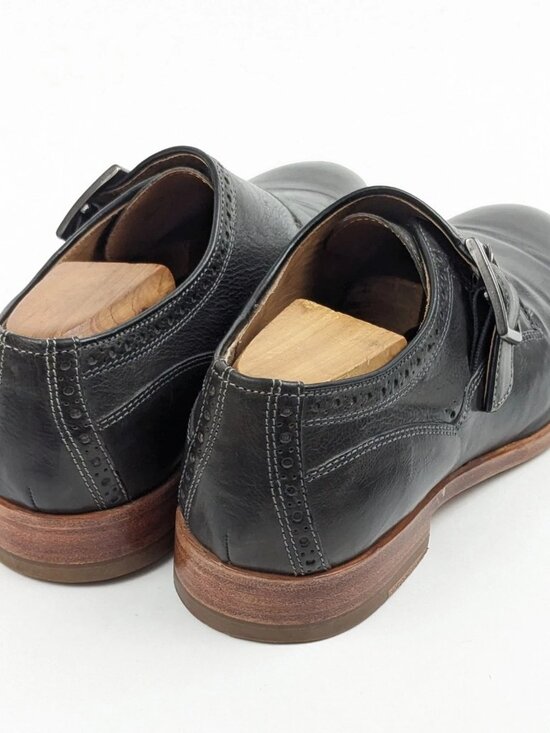 Johnston & Murphy Mens Shoes Size 10 1/2 Monk Strap 10.5 Black Leather